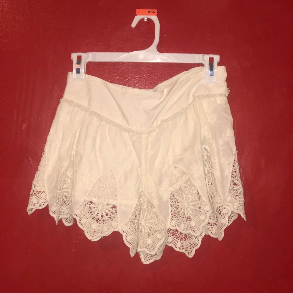 White lace shorts